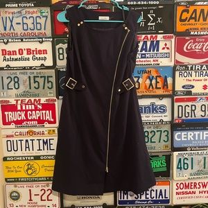 Calvin Klein Black Dress With Gold Zipper Detail